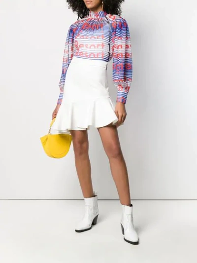 Shop Msgm Asymmetric Hem Skirt In White
