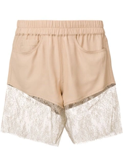 Shop Almaz Lace Panel Shorts In Neutrals