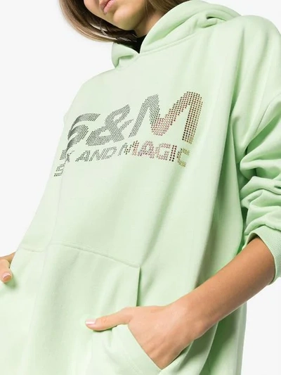 Shop Ashish Crystal Embellished S&m Slogan Hoodie In Green