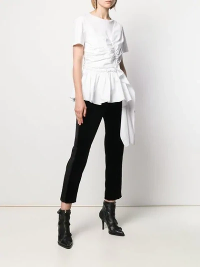 Shop Alexander Mcqueen Ruched Panel T-shirt In White