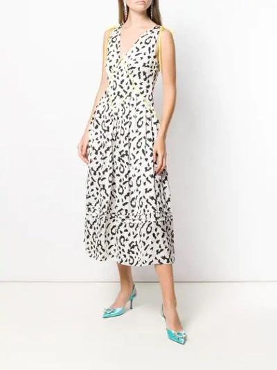 Shop Self-portrait Leopard Print Midi Dress In White