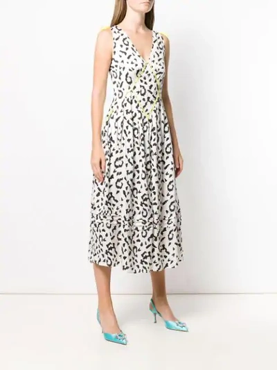 Shop Self-portrait Leopard Print Midi Dress In White