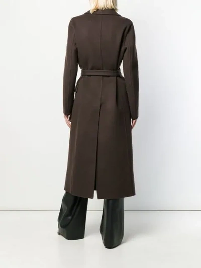 BOTTEGA VENETA DOUBLE BREASTED BELTED COAT - 棕色