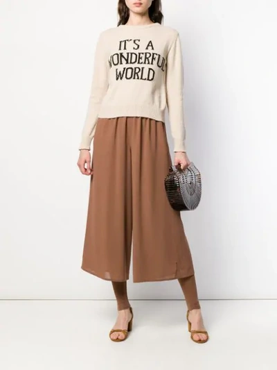 Shop Alberta Ferretti 'it's A Wonderful World' Jumper In Neutrals