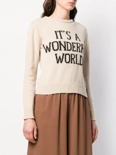 Shop Alberta Ferretti 'it's A Wonderful World' Jumper In Neutrals