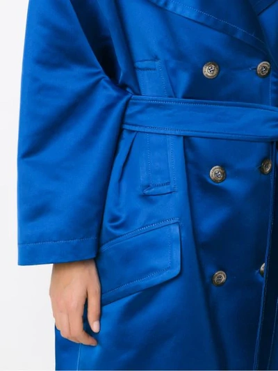 Shop À La Garçonne Satin Oversized Coat In Blue