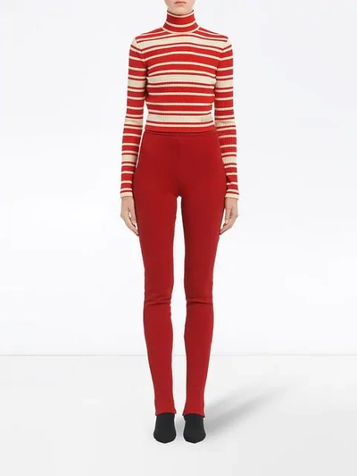 Shop Prada Striped Sweater In Red