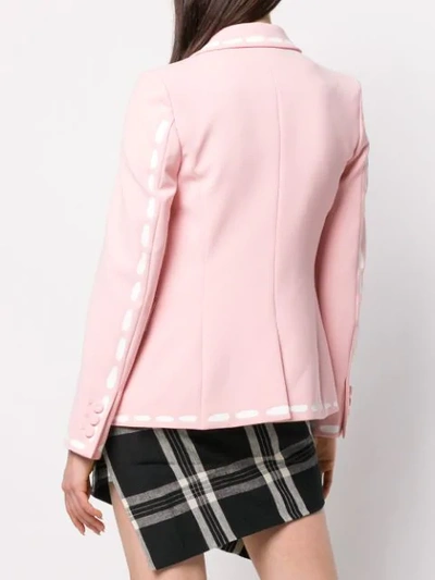 Shop Moschino Stitch Print Fitted Blazer In Pink