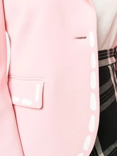 Shop Moschino Stitch Print Fitted Blazer In Pink