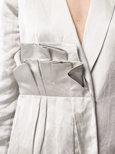 Shop Marina Moscone Ruffle Detail Dress In Grey