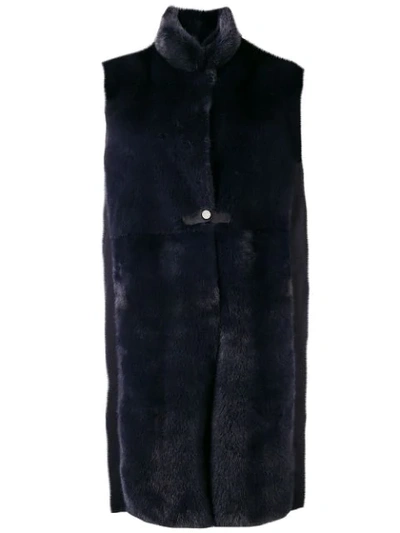 Shop Manzoni 24 Sleeveless Fur Coat - Blue