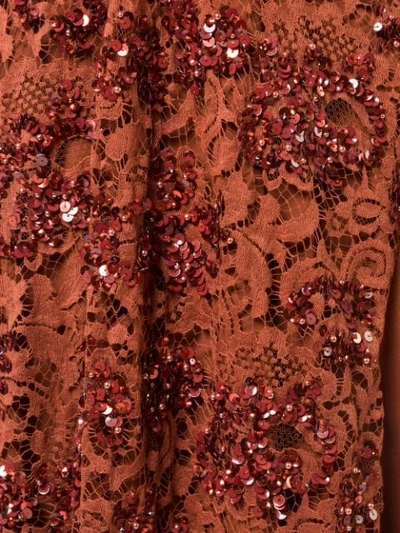 Shop Chloé Sequinned Lace Dress In Red