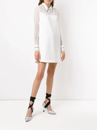 Shop Andrea Bogosian Long Sleeved Lace Dress In White