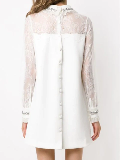 Shop Andrea Bogosian Long Sleeved Lace Dress In White