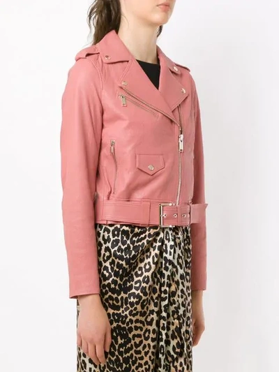 Shop Michael Michael Kors Off-centre Zipped Jacket In Pink