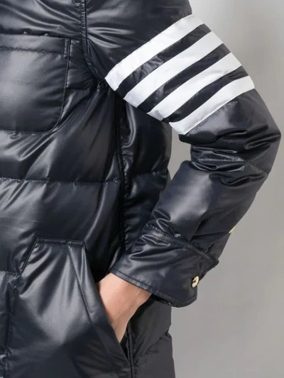 Shop Thom Browne 4-bar Stripe Long Puffer Jacket In Blue