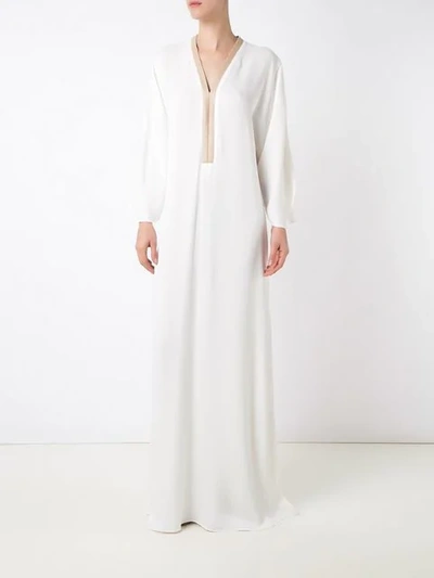 Shop Adriana Degreas Long Panelled Dress In White