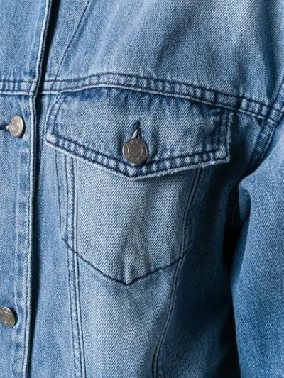 Shop Amen Printed Denim Jacket In Blue