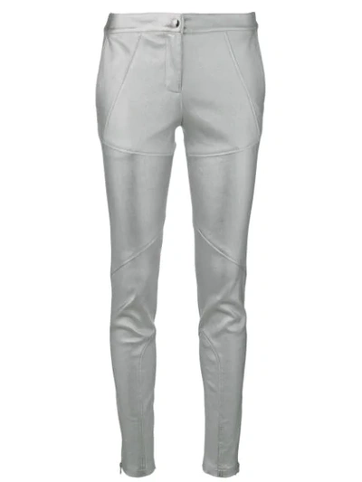 Shop Yves Salomon Stretch Leather Leggings In Metallic