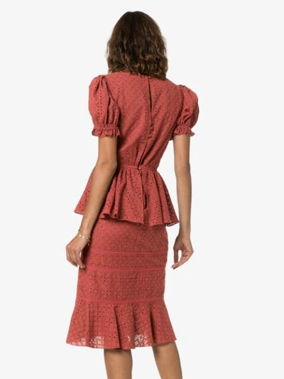 Shop Johanna Ortiz Dandyism Broderie-anglaise Dress In Red