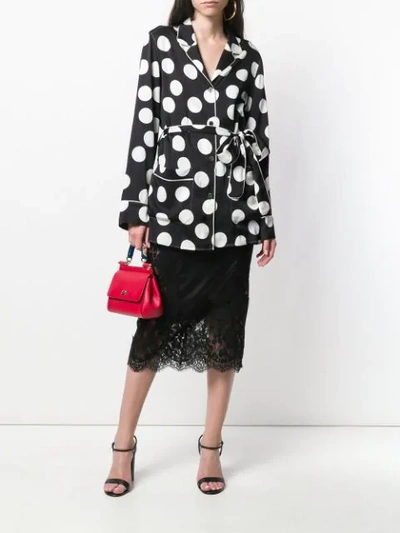 Shop Dolce & Gabbana Polka Dot Pyjama Shirt In Black