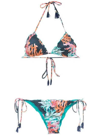 Shop Brigitte Printed Bikini Set In Corais Navy