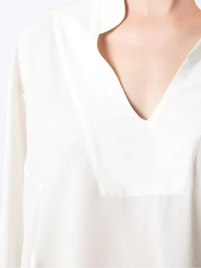 Shop Adriana Degreas V Neck Panelled Shirt In White