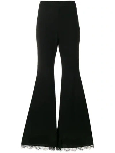Shop Amen Lace Detail Trousers In Black