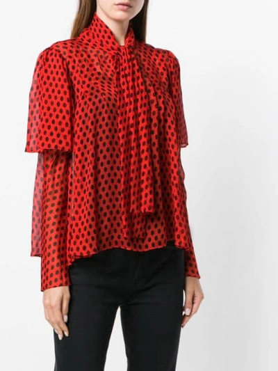 Shop Diane Von Furstenberg Polka Dot Printed Blouse In Red