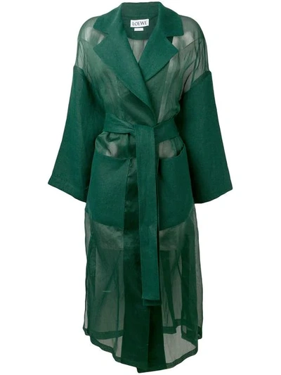 Shop Loewe Oversized Belted Coat In Green