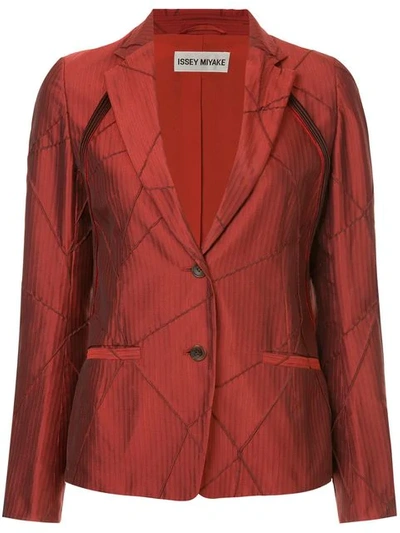 Pre-owned Issey Miyake Embroidered Slim-fit Blazer In Red