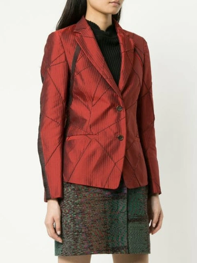 Pre-owned Issey Miyake Embroidered Slim-fit Blazer In Red