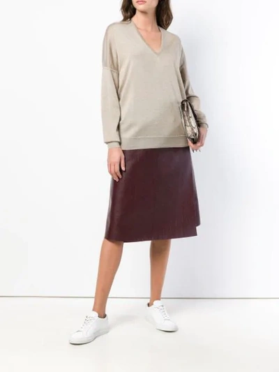 Shop Jean Paul Knott V-neck Sweater - Neutrals