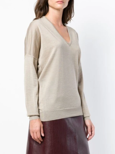 Shop Jean Paul Knott V-neck Sweater - Neutrals