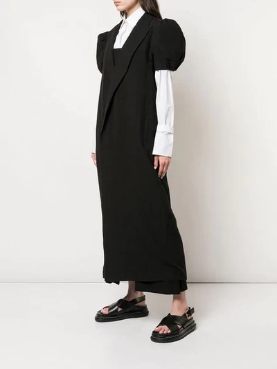 Shop Yohji Yamamoto Puff Sleeves Coat In Black