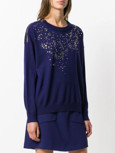 Shop Boutique Moschino Stars And Studs Trimmed Sweater - Purple