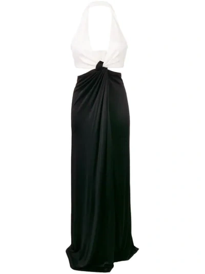 Shop Galvan Eclipse Draped Two-tone Gown In Black