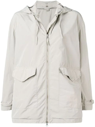 Shop Aspesi Grey Hooded Raincoat In Neutrals
