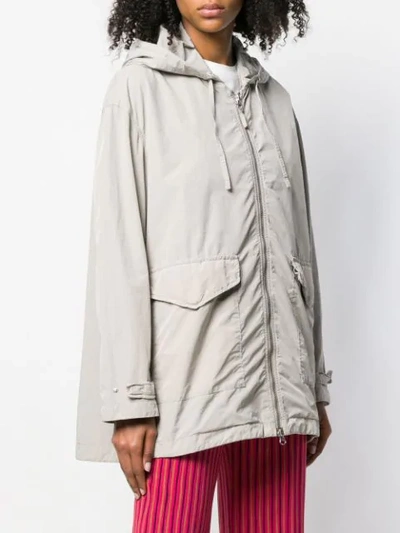 Shop Aspesi Grey Hooded Raincoat In Neutrals
