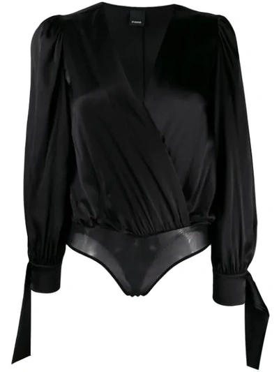 Shop Pinko Deep V-neck Blouse In Black