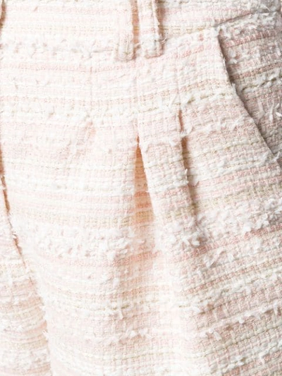 Shop Balmain High Waist Tweed Shorts In Pink