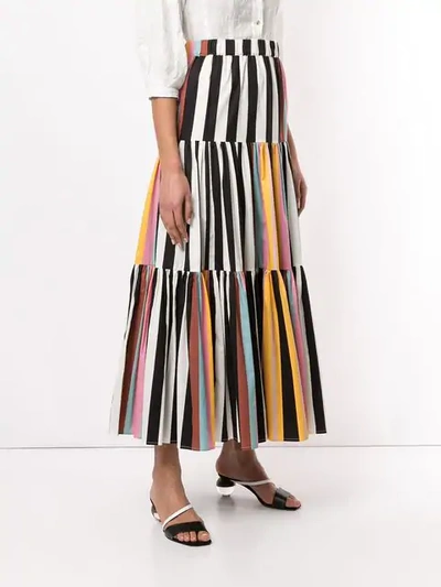 Shop Tory Burch Striped Peasant Skirt In Multicolour