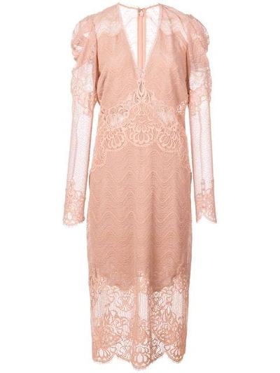 Shop Jonathan Simkhai Lace Midi Dress In Neutrals