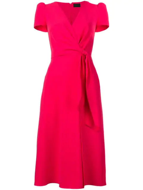 Elisabetta Franchi Midi Wrap Dress In Pink | ModeSens