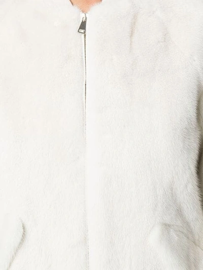 Shop Blancha Mink Fur Bomber Jacket - White