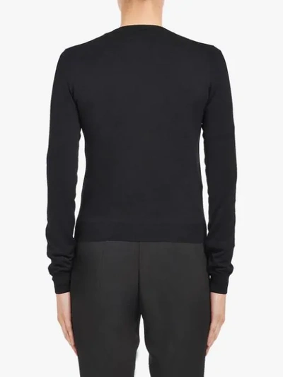 Shop Prada Intarsia Logo Sweater In F0002 Black