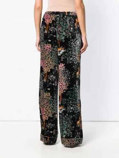 Shop Alberta Ferretti Velvet Floral-print Trousers In Black