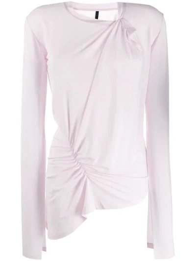 Ben Taverniti Unravel Project Asymmetric Long Sleeve Top In Pink