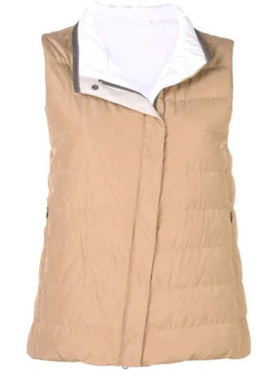 Shop Brunello Cucinelli Padded Gilet In Brown