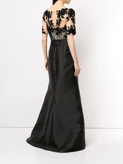 Shop Badgley Mischka Sheer Panel Gown - Black